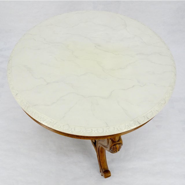 Fine Carved Wood Base Marble Top 31” Diameter Gueridon Center Table Widdicomb For Sale - Image 11 of 18