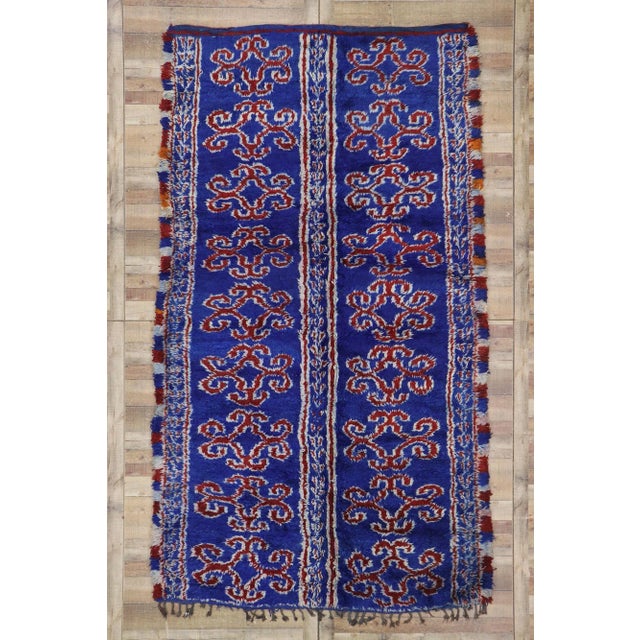 Blue Vintage Berber Blue Beni M'Guild Moroccan Rug - 06'06 X 11'09 For Sale - Image 8 of 9