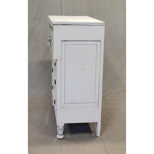 Antique English Painted Dresser Chest of Drawers With Greek Key Motif For Sale - Image 13 of 14