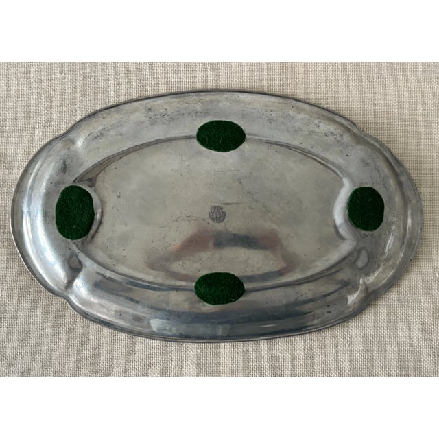 Antique Art Nouveau Pewter Platter With Hunting Dog Motif For Sale - Image 9 of 9
