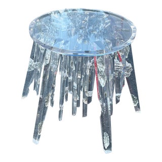 Shlomi Haziza Contemporary Acrylic Side Table with Icicle Design Points For Sale