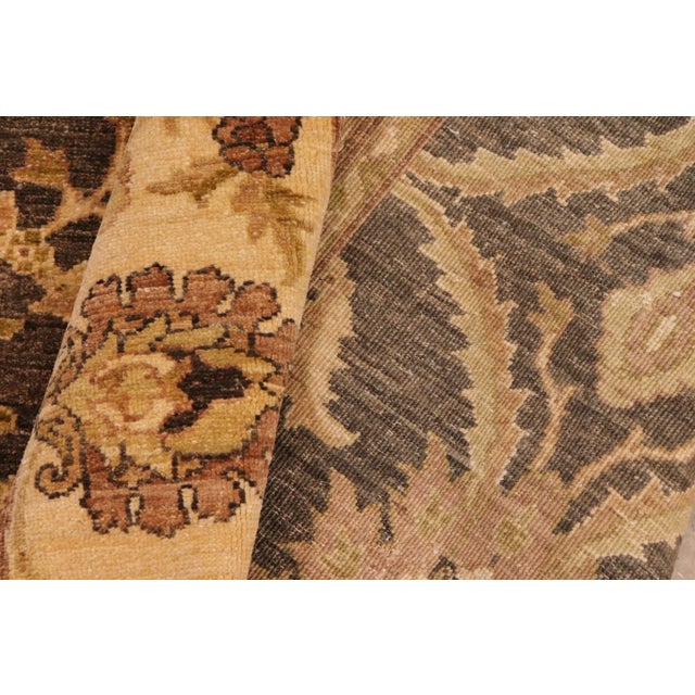 Textile Boho Chic Ziegler Charcoal Beige Hand-Knotted Wool Rug - 8'0'' X 9'11'' For Sale - Image 7 of 8