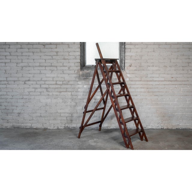 Restoration Hardware Arts and Crafts Folding Library Ladder Shelf For Sale - Image 10 of 15