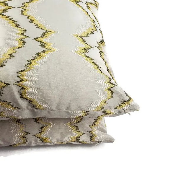 Metal Highland Court Diamond Back in Citron Pillow Cover For Sale - Image 7 of 8
