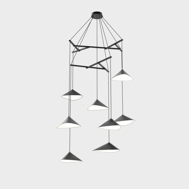 Daniel Becker 'Emily Vertikal 8' Chandelier in Anthracite for Moss Objects For Sale - Image 11 of 12