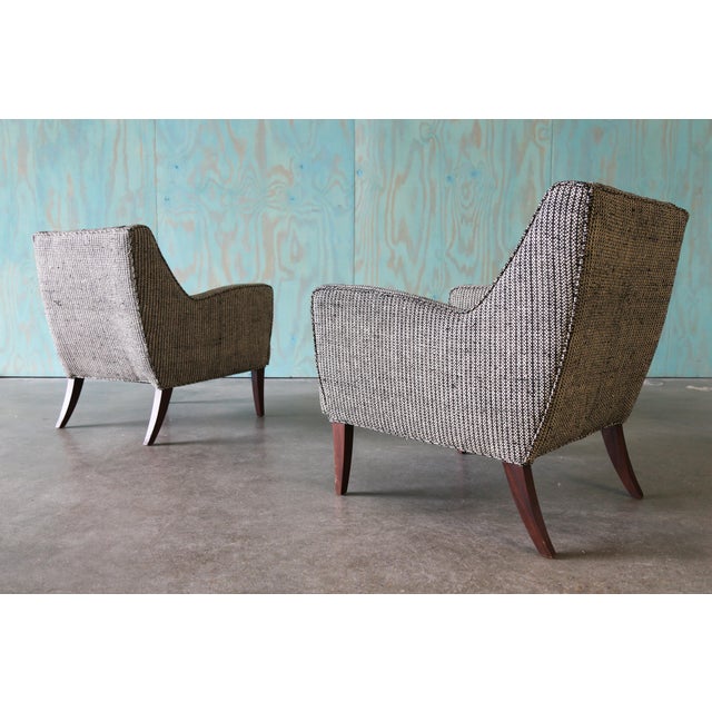 1950s 1950s Ernst Schwadron Style Black and White Wool Boucle Lounge Chair Pair For Sale - Image 5 of 16