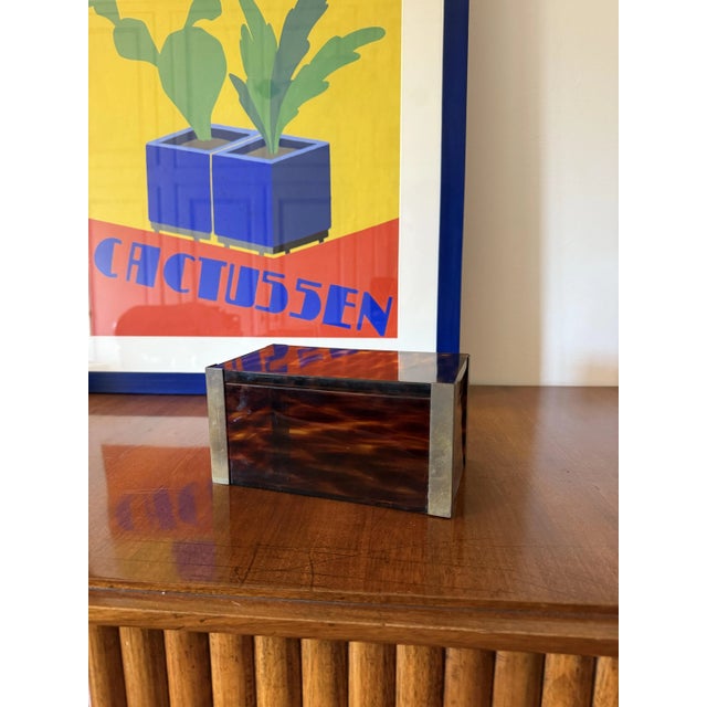 Modernist acrylic and brass box Italy 1970s brass, faux tortoiseshell acrylic H 10 × 12 × 20 cm Conditions: excellent...
