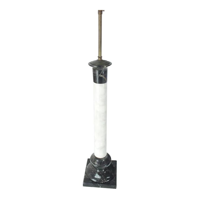 Early 20th Century Early 20th Century Vintage Black and White Marble Pedestal Shape Table Lamp Base For Sale - Image 5 of 5