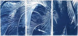2021 "Shady Majesty Palm Leaves" Contemporary Botanical Triptych Print - Set of 3