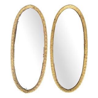 Antique Oval Mirrors in Wood, 1890s, Set of 2 For Sale