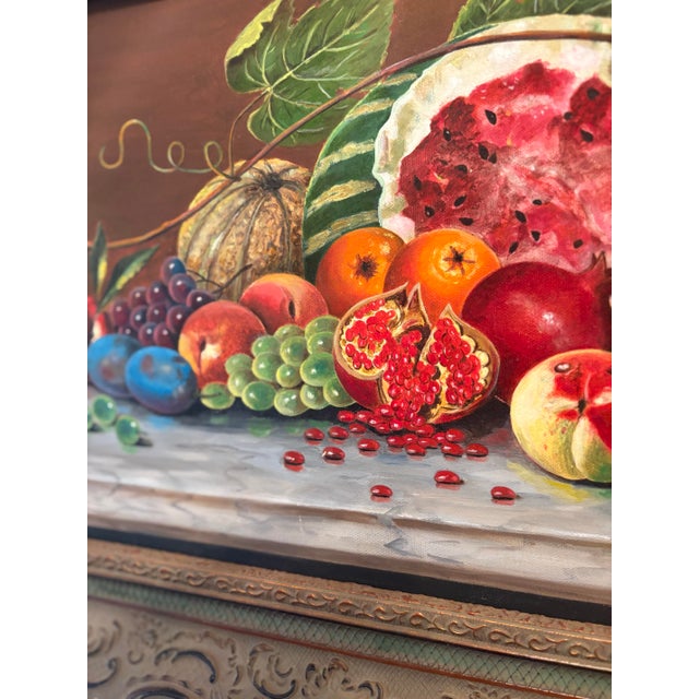 Vintage Oil on Canvas Stilllife With Fruit For Sale In Savannah - Image 6 of 10