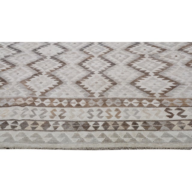 1990s Afghan Tribal Hand Woven Flatweave/Kilim With Soft Texture,9'9"X14'5" For Sale - Image 4 of 7