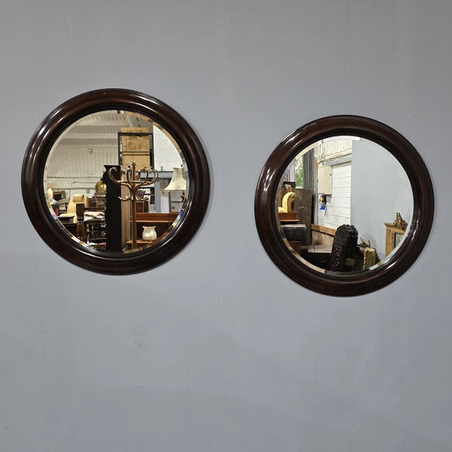 Mahogany Circular Mirrors, 1880s, Set of 2 For Sale - Image 6 of 6