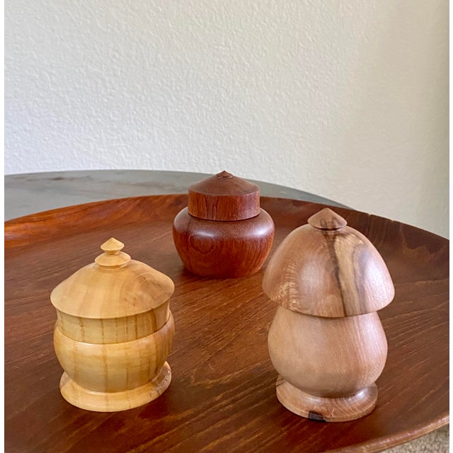 Brown Exotic Wood Vessels (Boxes), Set of 3 For Sale - Image 8 of 10