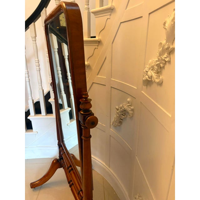 Wood Antique Victorian Mahogany Freestanding Cheval Dressing Mirror, 1860 For Sale - Image 7 of 12