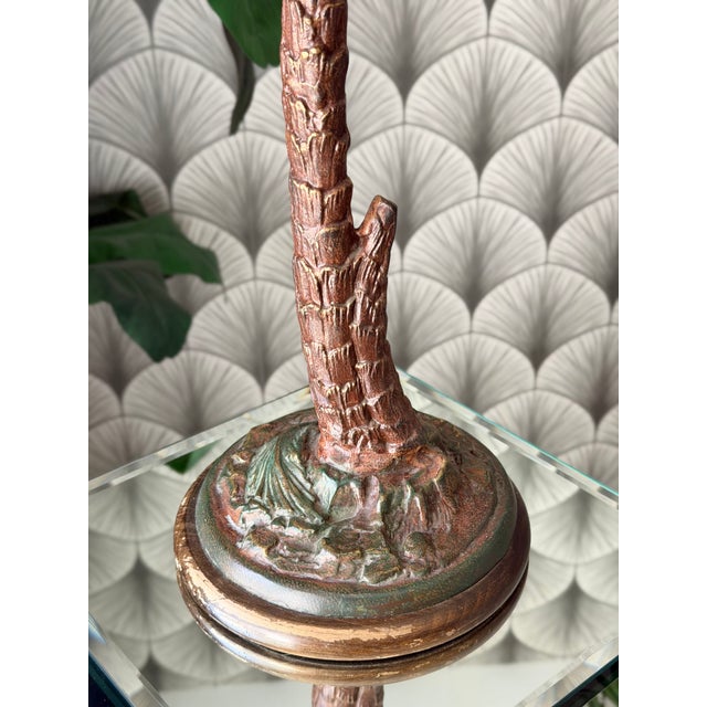 Vintage Tropical Tiki Jungle Safari Banana Palm Tree and Monkey Metal Table Lamp Attributed to Frederick Cooper For Sale - Image 14 of 18