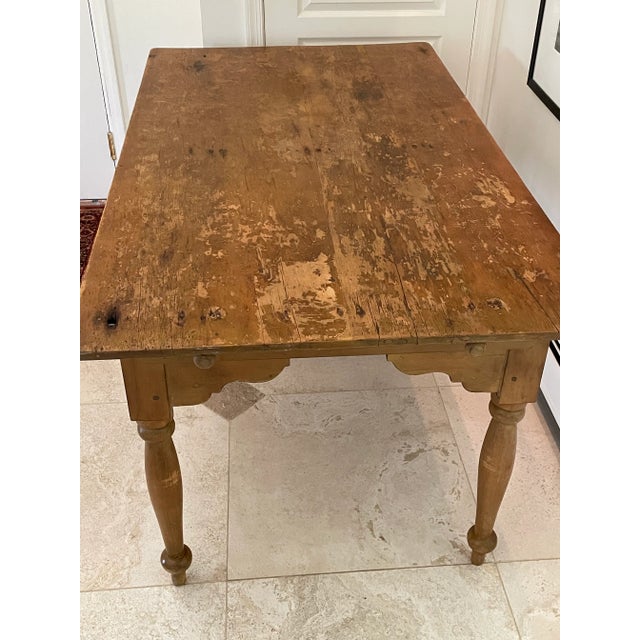 Wood Antique Pine Farm Table For Sale - Image 7 of 13