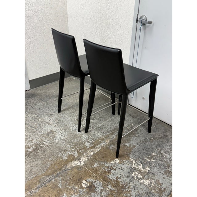 Frag for Design Within Reach Bottega Leather Counter Stools, Pair For Sale - Image 9 of 12