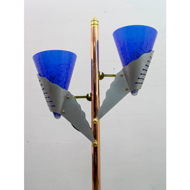 Blue Italian Murano Glass and Brass Floor Lamp from Relco Milano, 1980s For Sale - Image 8 of 17
