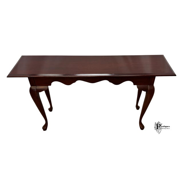 Sheraton Vintage Queen Anne Style Mahogany Finish Console Table For Sale - Image 4 of 8