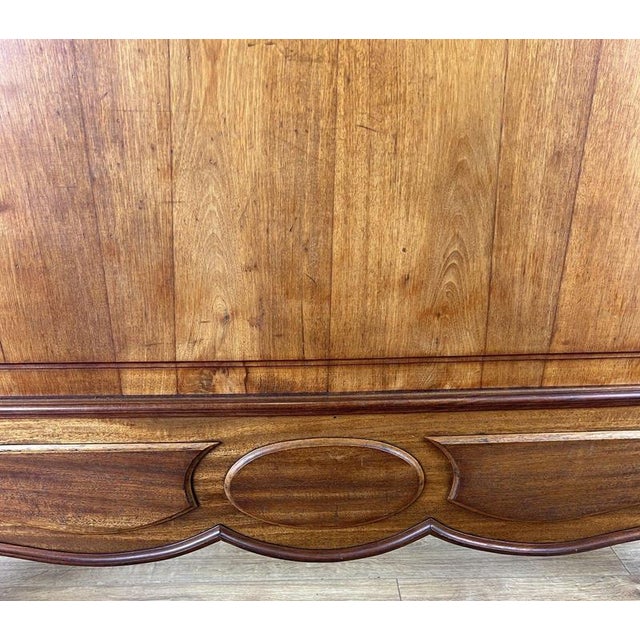 Antique French Style Double Bed Frame with Carved Walnut Headboard For Sale - Image 6 of 18