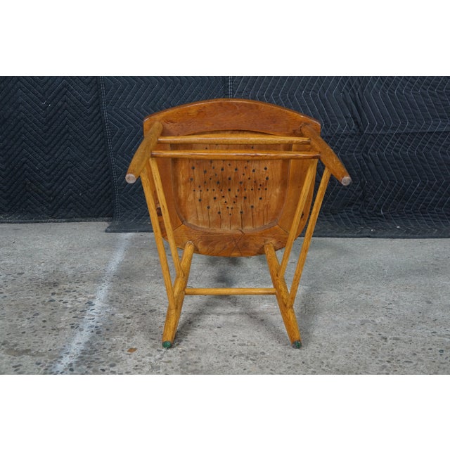 4 Antique American Oak Windsor Bow Back Chairs Saloon Pub Tavern Caboose Seats For Sale - Image 17 of 18