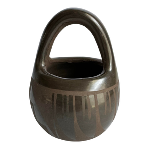 Santa Clara Pueblo Blackware Pottery Basket Pot Yolanda & James Signed