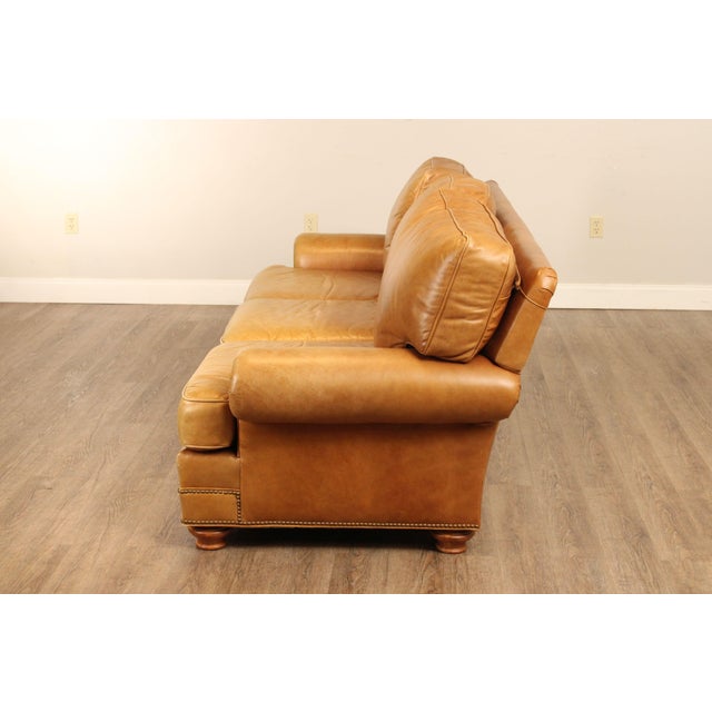Early 21st Century Leathercraft Traditional Tan Leather Upholstered Sofa Chairish