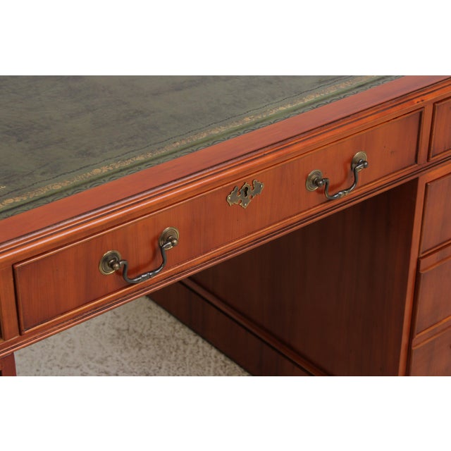 Bevan Funnel Green Leather Top Executive Desk For Sale - Image 10 of 17