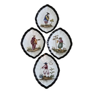 Vintage Hand-Painted Chinoiserie Porcelain Decorative Plates - Set of 4 For Sale