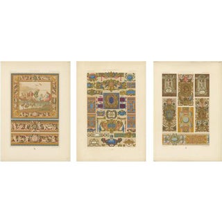 Racinet, Renaissance Religious Ornament, 1873, Chromolithographs, Set of 3 For Sale