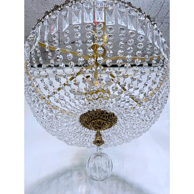 Vintage 1950s Italian Brass Basket Chandelier For Sale - Image 9 of 15