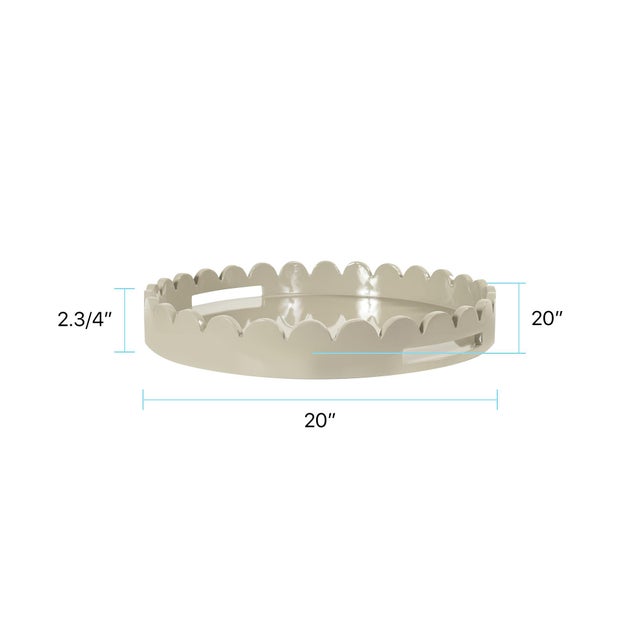 Gray Round Scalloped Riviera Tray - Taupe For Sale - Image 8 of 10