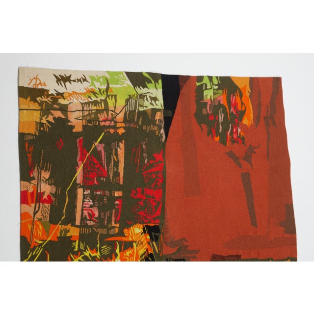 Traditional Vintage Signed Matégot Aubusson Frémissement Abstract Tapestry - Rug & Kilim For Sale - Image 3 of 4