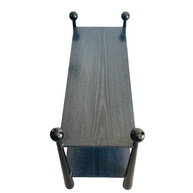 Black Mid 20th Century Two Tiered Console Table in the Manner of Jean Royère For Sale - Image 8 of 13