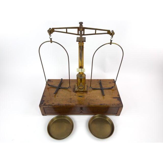 Antique Laboratory Precision Balance Scale, Brass & Wooden Base, Germany, Circa 1900 For Sale - Image 18 of 18