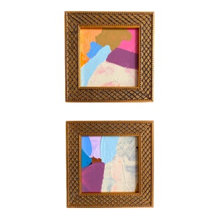 "Dreams in the Air" Pair of Framed Mini Paintings by Jessalin Beutler For Sale