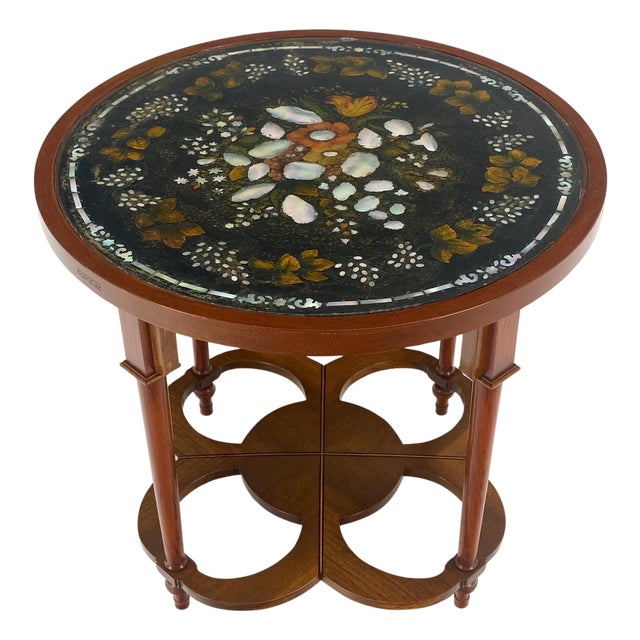 Very Fine Mother of Pearl Decorated 24" Round Side Lamp Table Stand For Sale