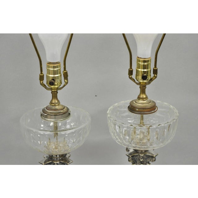 Early 20th Century French Empire English Silver Plated Corinthian Column Table Lamp - Set of 2 For Sale - Image 13 of 13