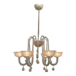 Murano Glass 6 Arm Chandelier For Sale