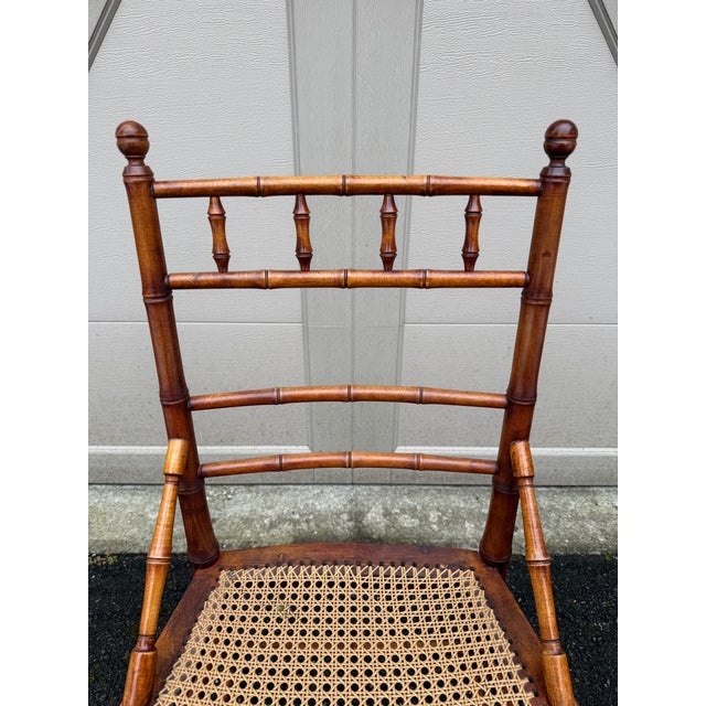 Early 20th Century Antique Faux Bamboo R J Horner Style Caned Accent Chair For Sale - Image 5 of 18