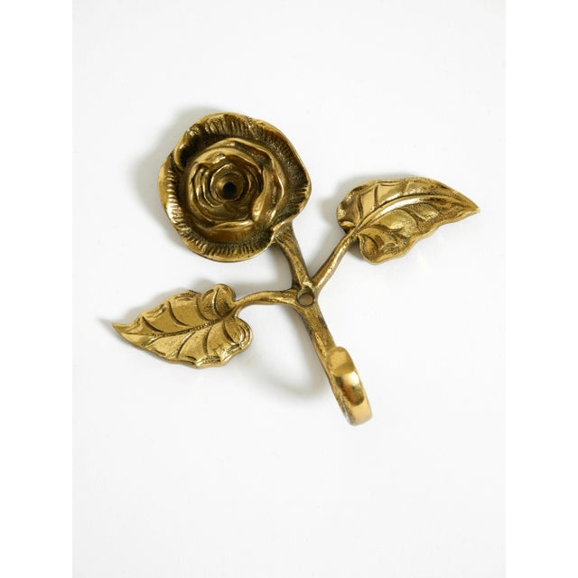 Mid-Century Brass Rose Wall Coat Hooks, 1950s, Set of 5 For Sale - Image 6 of 10