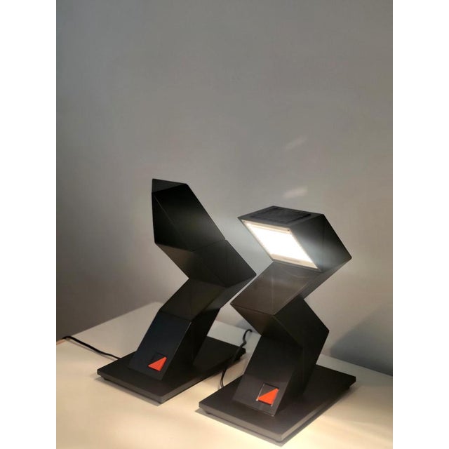 Vintage Zig Zag Table Lamps from Massive, Belgium, 1984, Set of 2 For Sale - Image 10 of 12