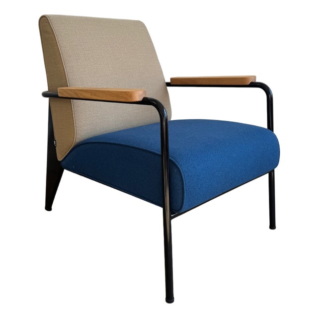 Late 20th Century Prouve Vitra Upholstered Metal Chair For Sale