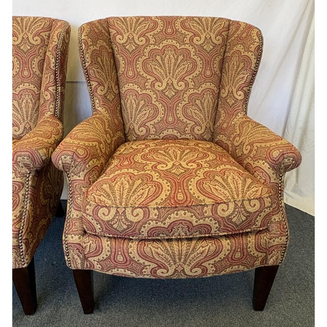 Early 21st Century Lexington Home Brands Wing Chairs With Nailhead Trim - A Pair For Sale - Image 5 of 18