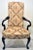 Original high-end NC manufacturer, reupholstered in designer fabric for a Showhouse. Perfect scale for a desk.