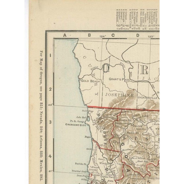 Antique Map of California, The Golden State from Rand McNally, 1899 For Sale - Image 6 of 12