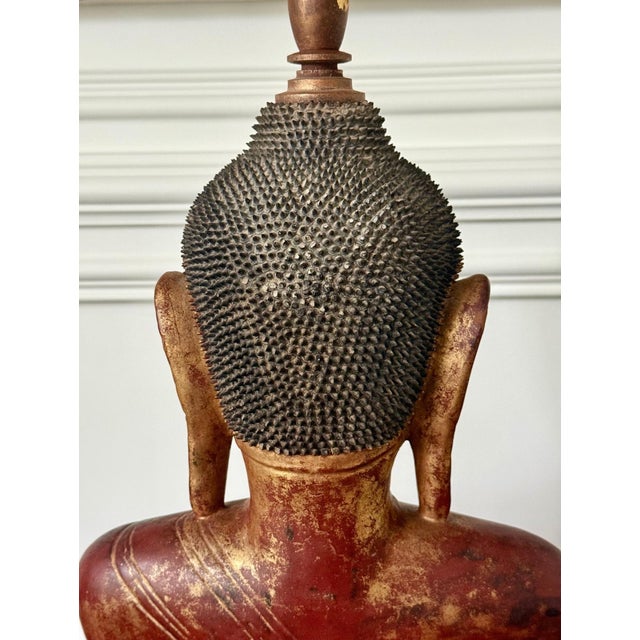 Antique Burmese Lacquer Wood Shan Style Buddha Statue For Sale - Image 12 of 18