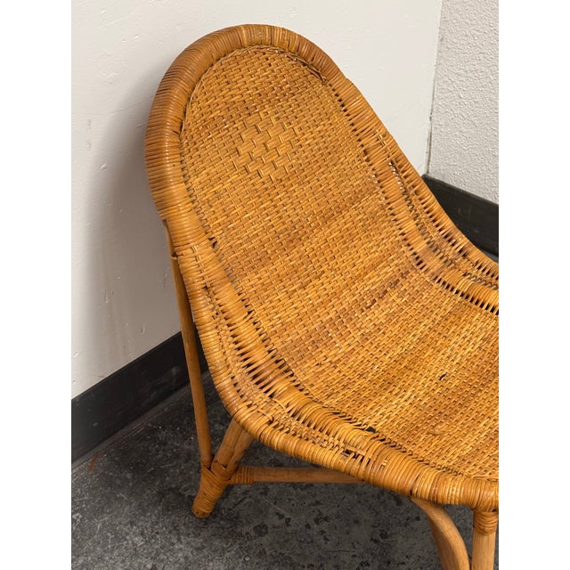 Tan Rattan Scoop Back Side Chair, Vintage For Sale - Image 8 of 12
