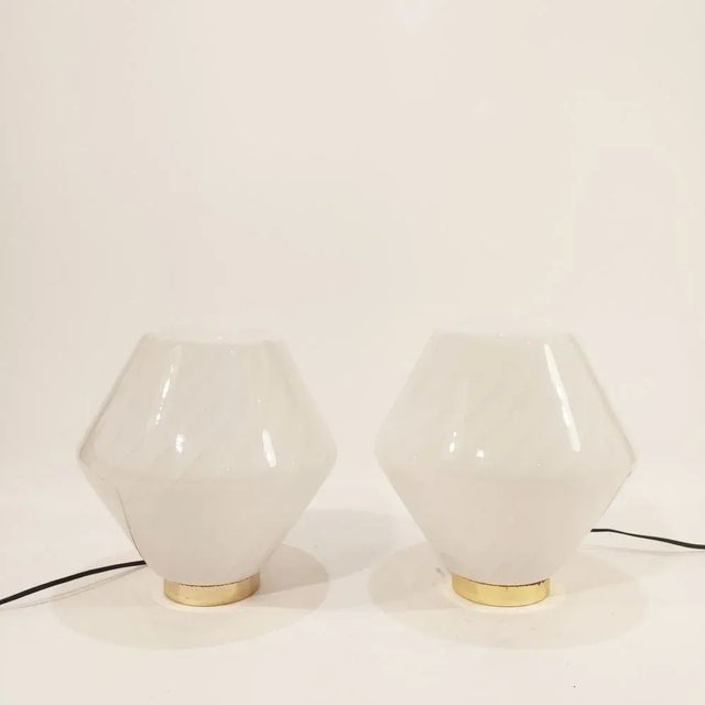 Italian Murano Glass Lamps in the style of F. Fabbian, 1970s, Set of 2 For Sale - Image 9 of 9
